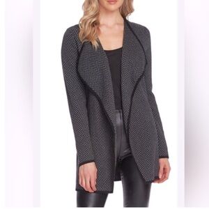 Vince Camuto open front Knit Cardi/Jacket Sz. XL 100% Cotton Herringbone pattern